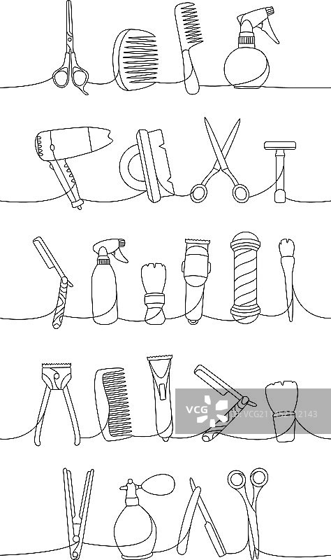 理发店单线连续化妆设计图片素材