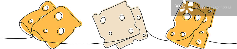 单线彩色连续奶酪切片合集图片素材