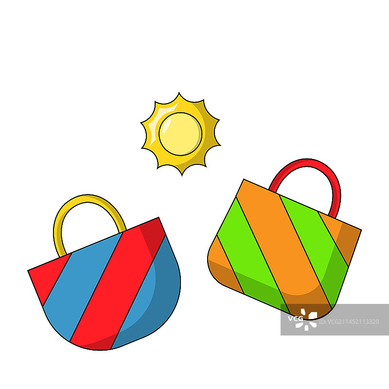 彩色卡通沙滩夏季手提袋图片素材