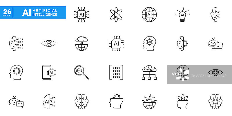 人工智能图标轮廓集图片素材