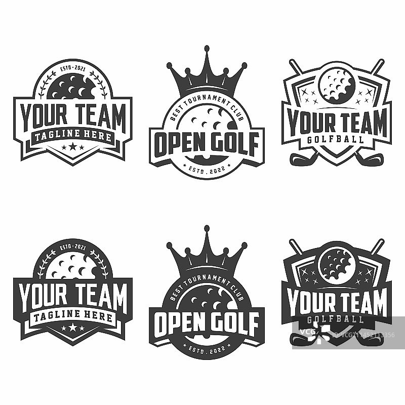 高尔夫球杆标志排球设计图片素材