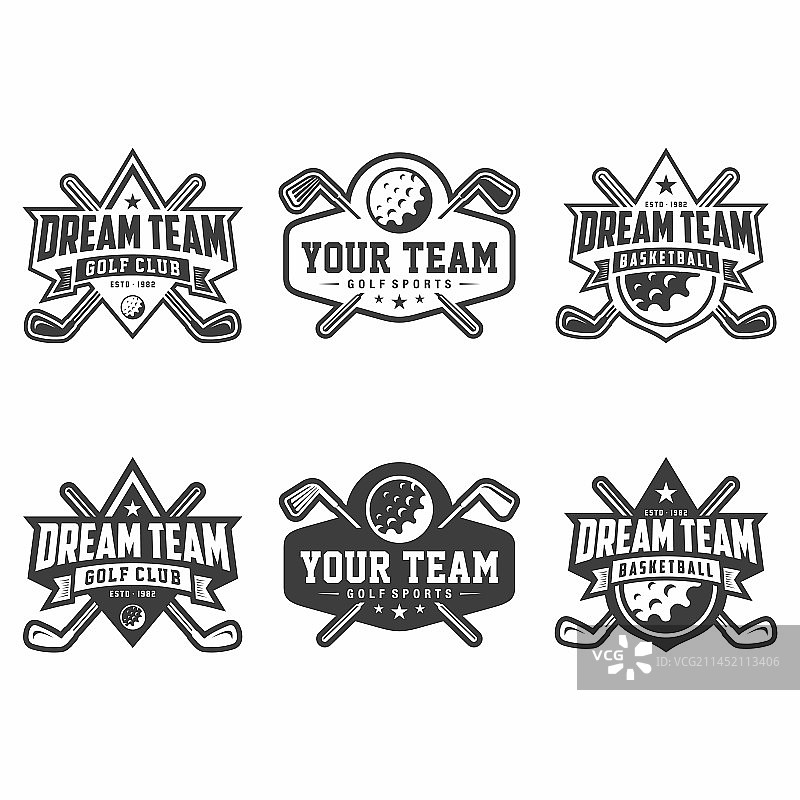 高尔夫球杆标志排球设计图片素材