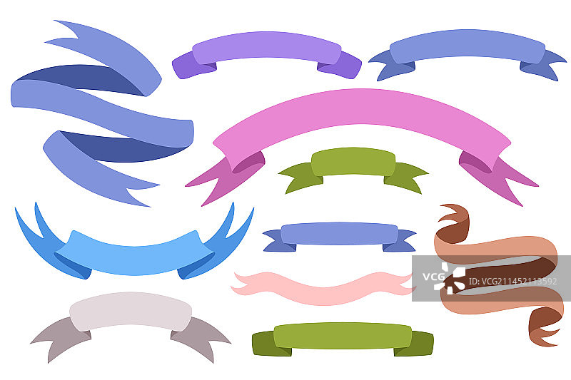 手绘扁平banner丝带集合图片素材