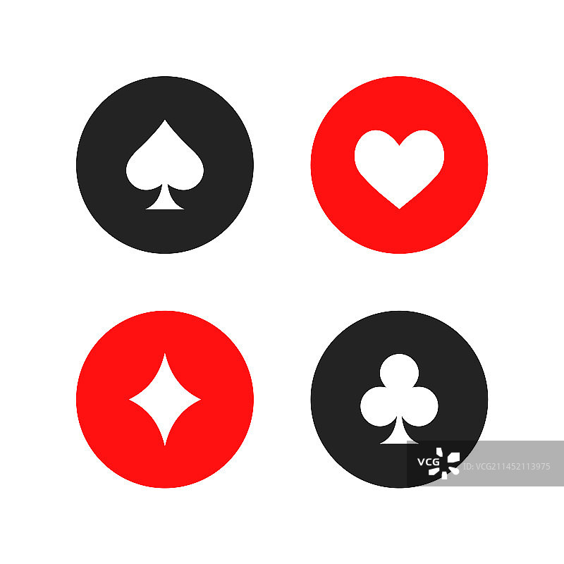 扑克牌红黑圆形符号合集图片素材