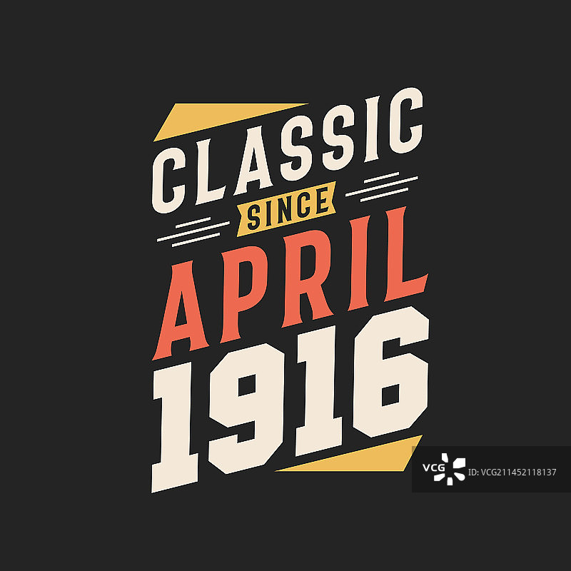 经典系列：1916年4月出生复古设计图片素材