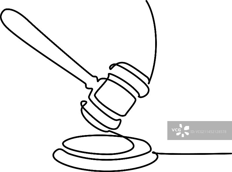 法官 gavel 连续单线绘图图片素材