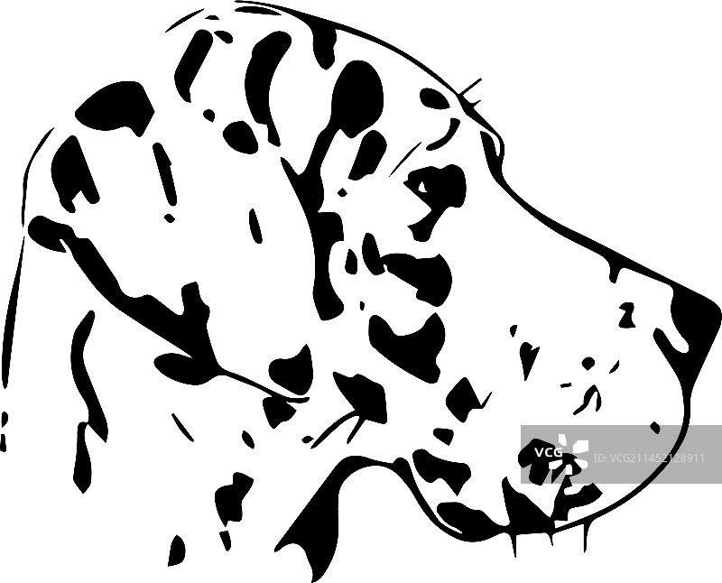 大丹犬头部剪影（黑白）图片素材