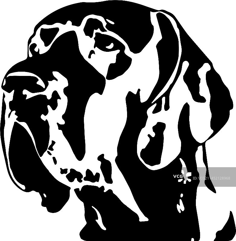 黑白大丹犬头部剪影图片素材