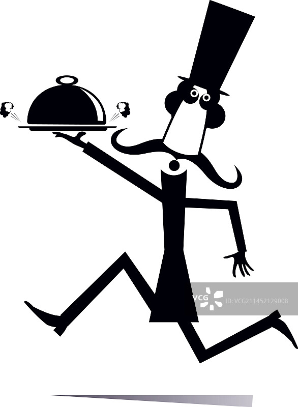 男人端着上菜罩图片素材