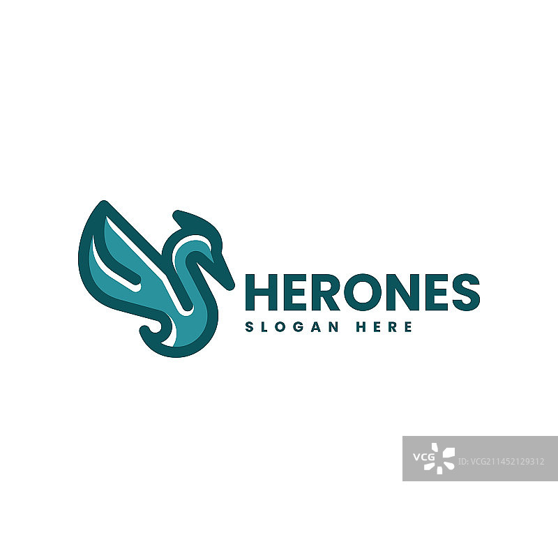 苍鹭线条艺术风格Logo图片素材