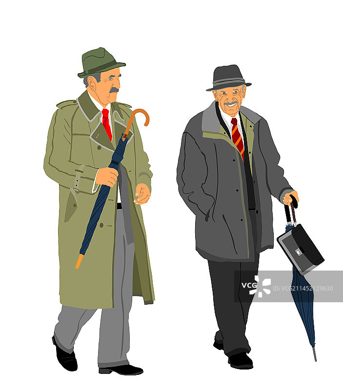 优雅年长的船员男人行走图片素材