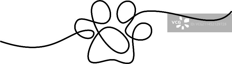 狗或猫爪印连续线条图片素材