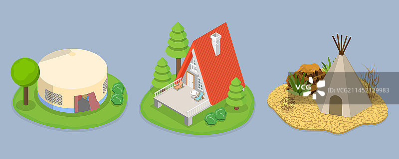 2.5D野奢度假村套件图片素材