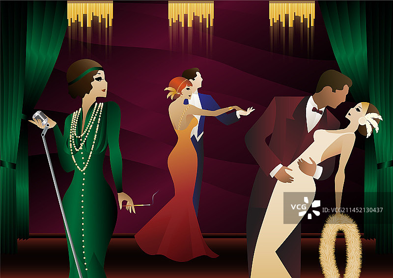 复古服装的歌手和舞者图片素材