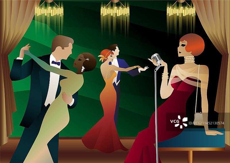 复古服装的歌手和舞者图片素材