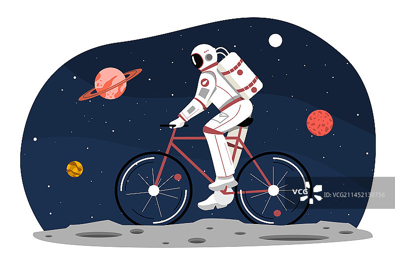 宇航员骑自行车概念设计图片素材