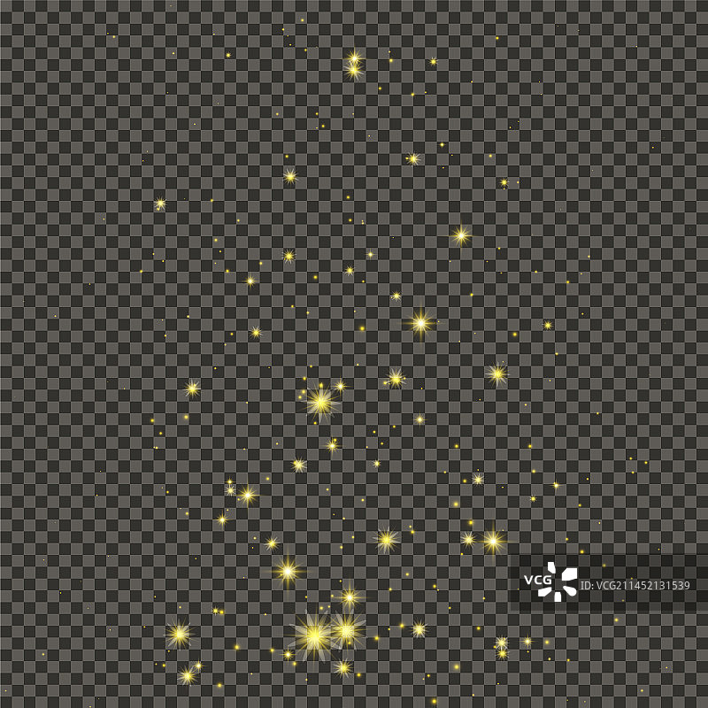 透明背景上的金色闪光粉尘图片素材