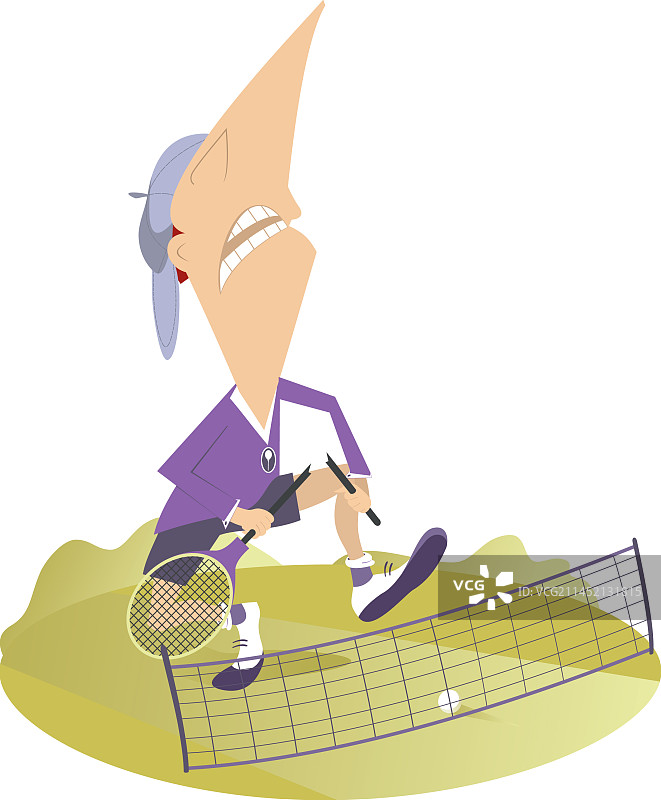 在网球场上生气的男人图片素材