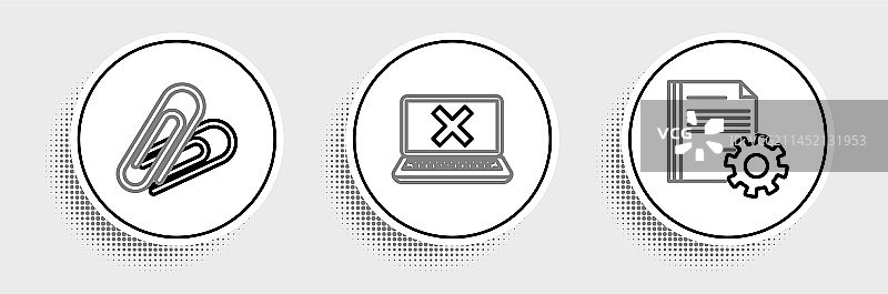 线条文档设置、齿轮和回形针图片素材