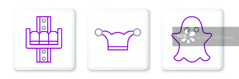 旋转木马和弄臣帽的鬼魂线条图片素材