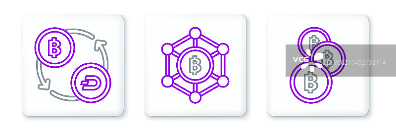 比特币加密货币兑换线条组合图片素材