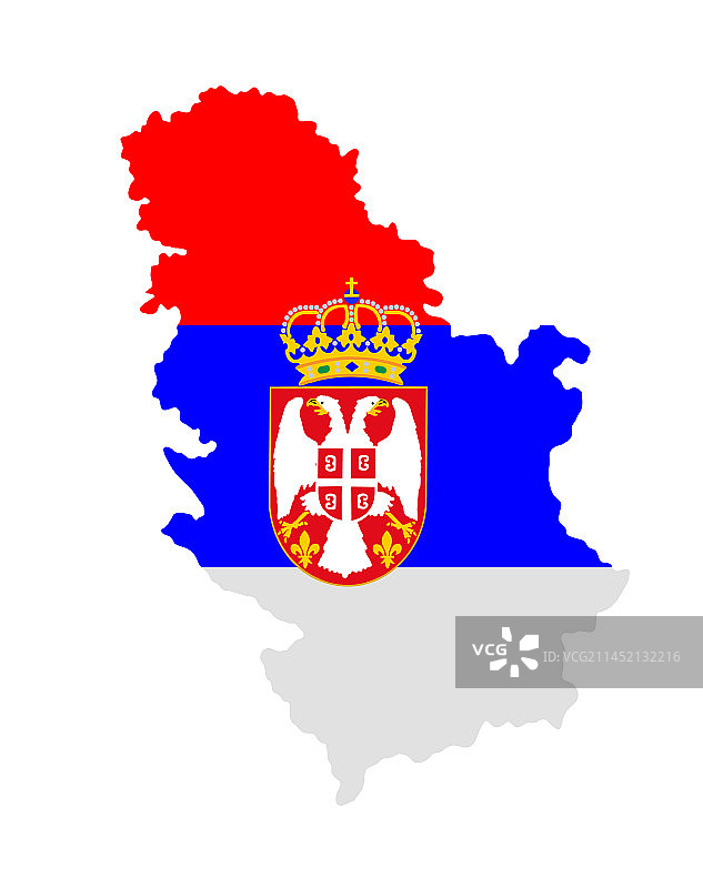塞尔维亚共和国地图旗帜剪影图片素材