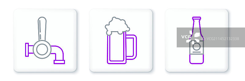 啤酒瓶龙头和啤酒杯图标图片素材