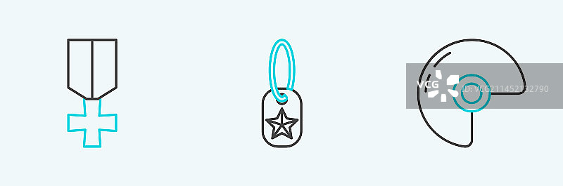 军用头盔奖励勋章狗牌线条图片素材