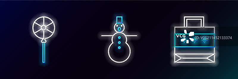 线条集：圣诞纸质购物袋、棒棒糖图片素材