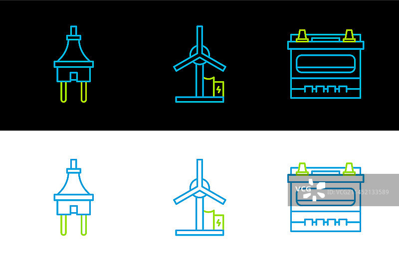 汽车蓄电池充电插头和风力图标图片素材