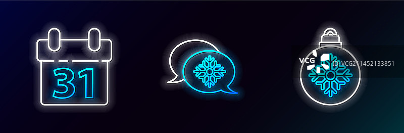 圣诞球日历雪花线条图标合集图片素材