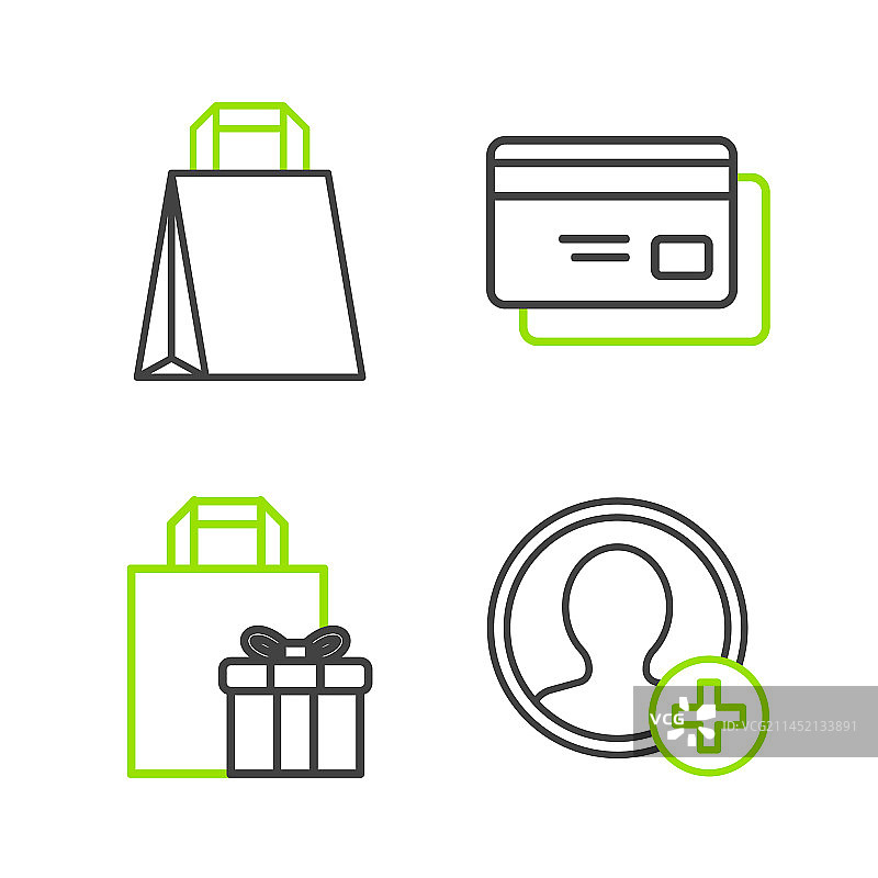 创建帐户屏幕礼品盒信用线性集合图片素材
