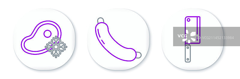 剁肉器、鲜冻牛排肉线条组合图片素材