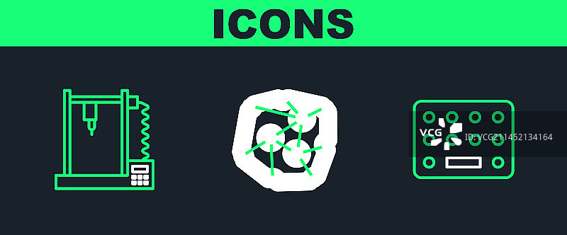 泡罩包装药丸3D打印机线条组合图片素材