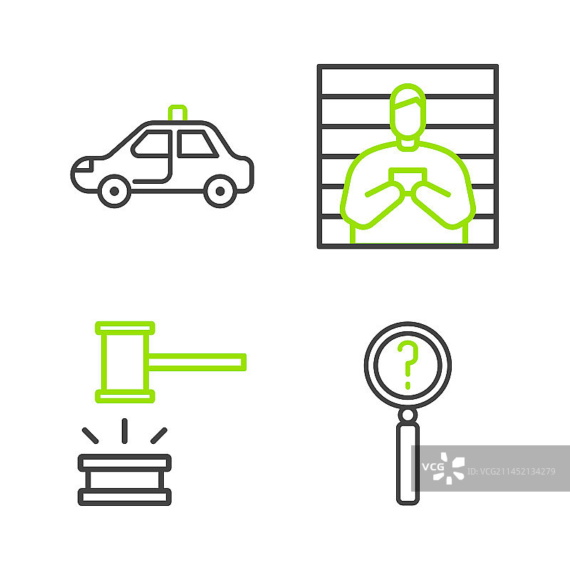 放大镜与法槌搜索线条icon图片素材