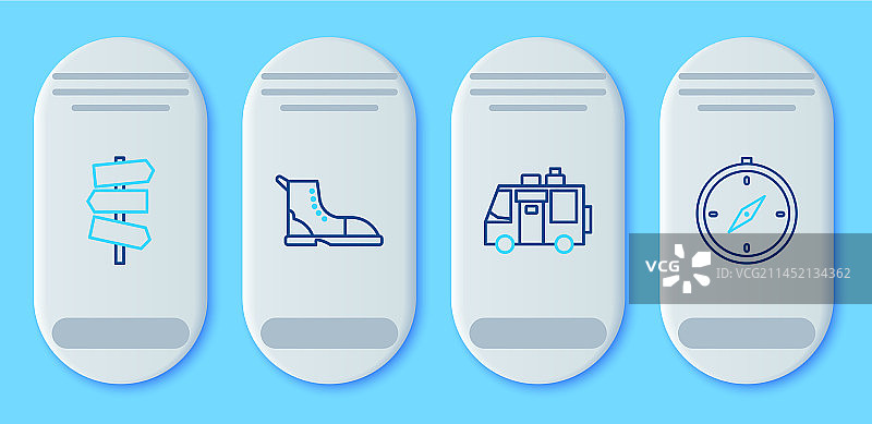 徒步靴房车露营拖车道路图标图片素材