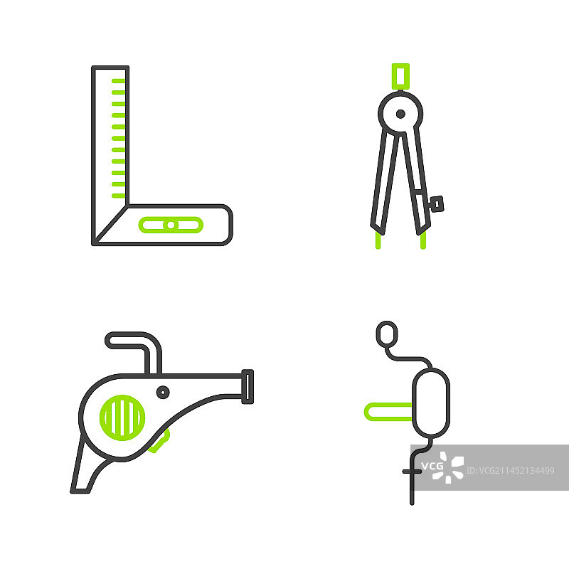 手钻、树叶、花园吹风机线条画图片素材