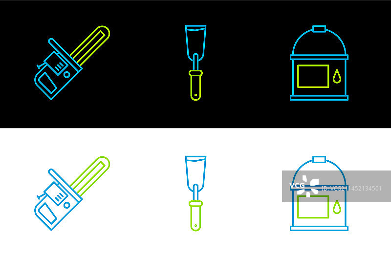 油漆桶、油锯和腻子刀图片素材
