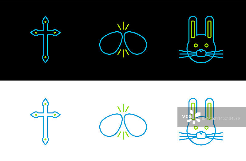 复活节兔子基督教十字架和彩蛋合集图片素材