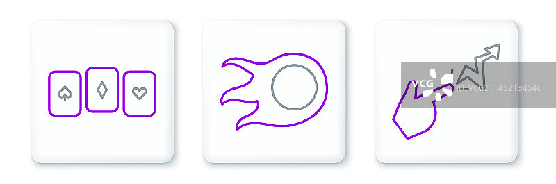 纸牌火球法术线条组合图片素材