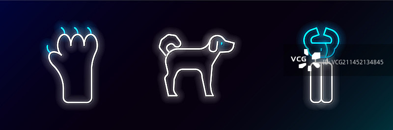 宠物指甲钳、爪印和狗图标图片素材