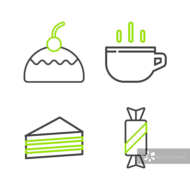 糖果蛋糕咖啡杯线条图标图片素材