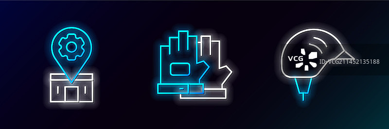 自行车头盔维修服务手套线条图片素材