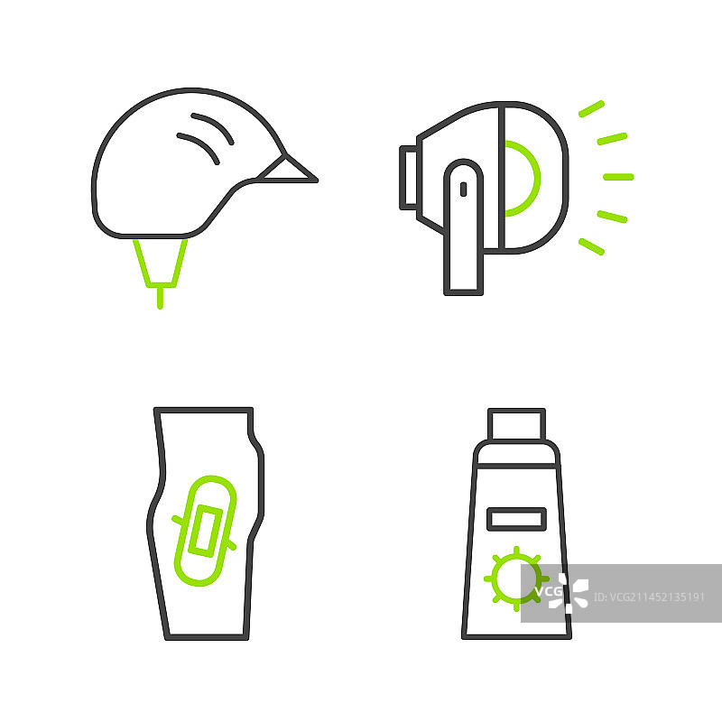 防晒霜与腿部石膏线性组合图片素材