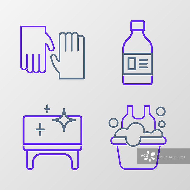 肥皂水盆清洁桌瓶子套装图片素材