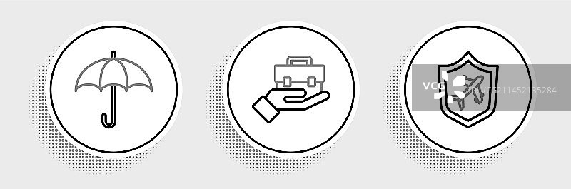 线条飞机盾牌雨伞手图片素材