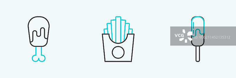 冰淇淋鸡腿土豆线条图片素材
