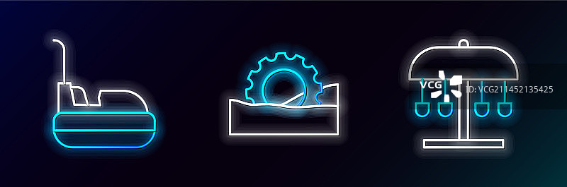 旋转木马碰碰车摩天轮线条合集图片素材