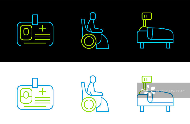 医院病床、身份识别牌线条稿图片素材