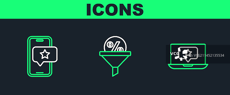 笔记本电脑、星星、手机评价图片素材